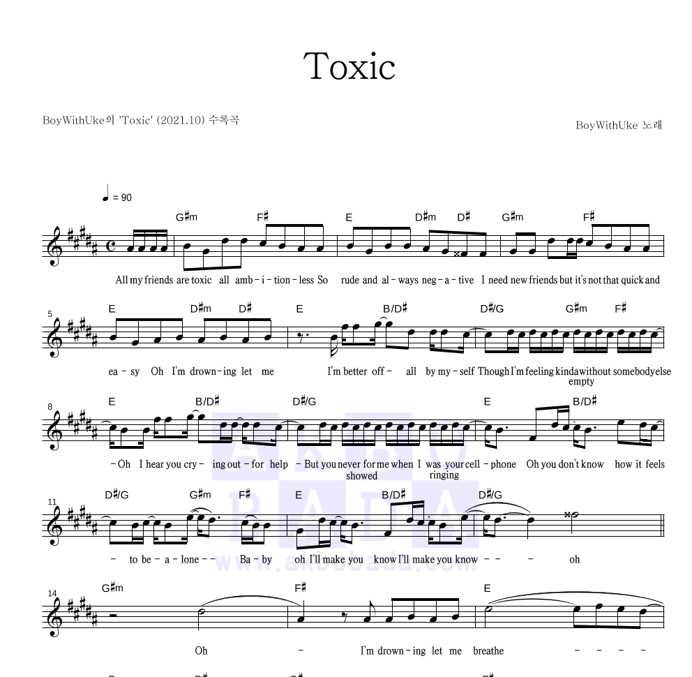 BoyWithUke - Toxic 악보 by PoLo Yap