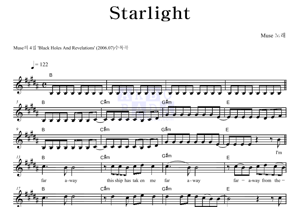 chord starlight muse