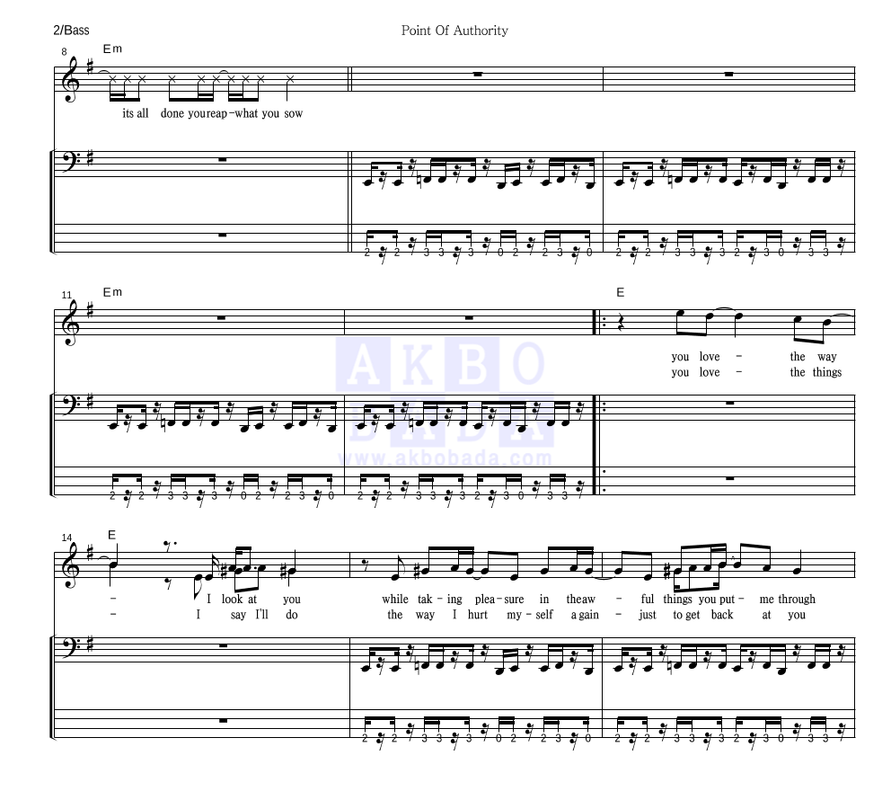 Linkin Park - Points Of Authority 베이스 악보 